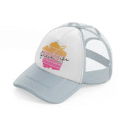 beach life hibiscus flower grey trucker hat