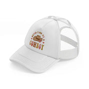 cupid find me a cowboy white trucker hat