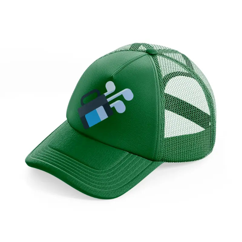 golf bag blue green trucker hat