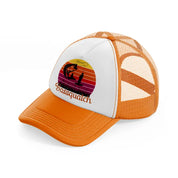 bassquatch orange trucker hat