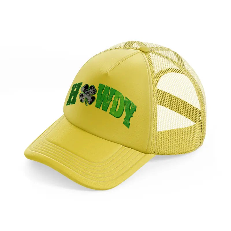 howdy clover gold trucker hat