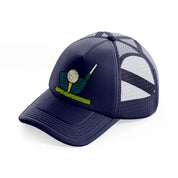 golf ball stick navy blue trucker hat