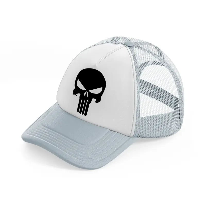 skull black grey trucker hat