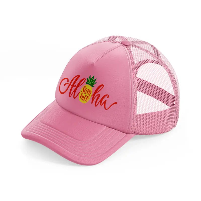 aloha summer sticker pink trucker hat