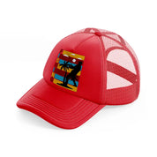 fishing retro red trucker hat