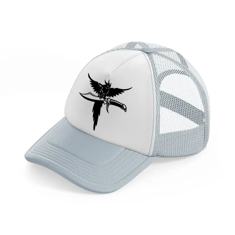 knife bird grey trucker hat
