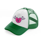 flying heart green and white trucker hat