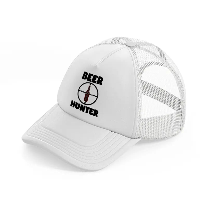 beer hunter white trucker hat