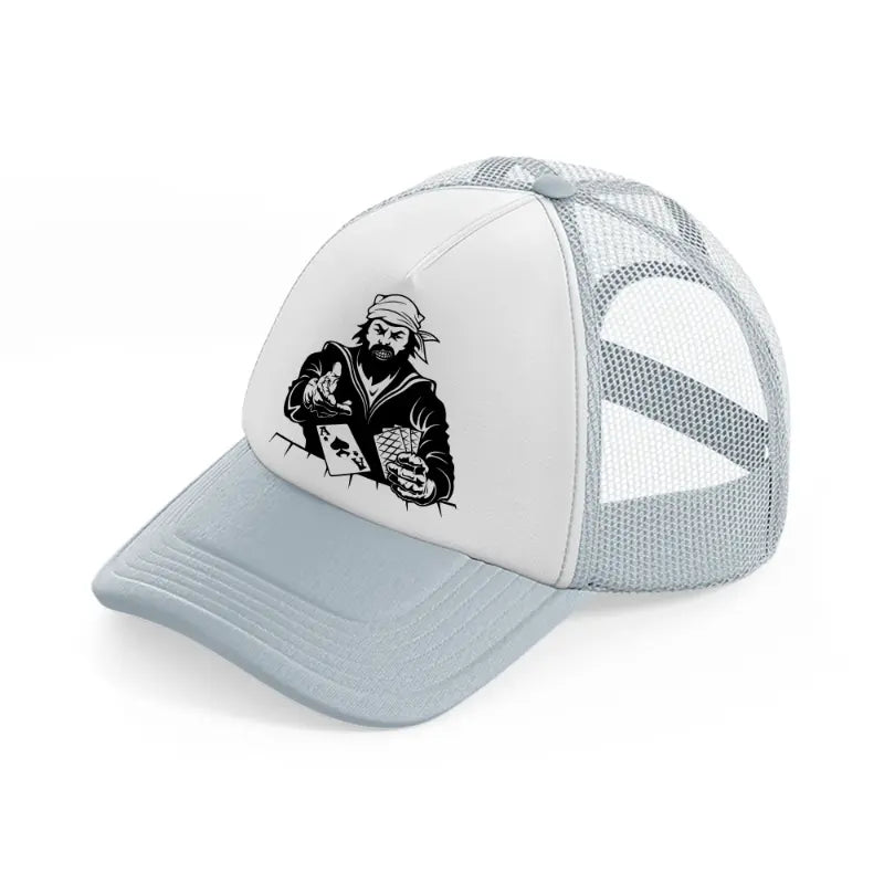 pirate cards grey trucker hat