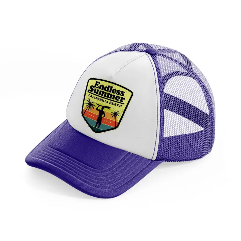 endless summer california beach surf club purple trucker hat