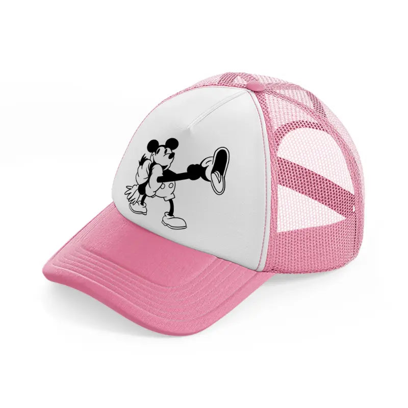 mickey bird pink and white trucker hat