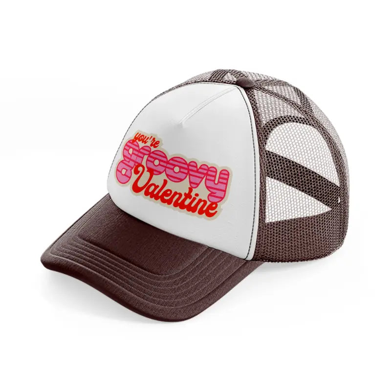 groovy love sentiments gs 01 brown trucker hat