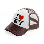 i love ny brown trucker hat