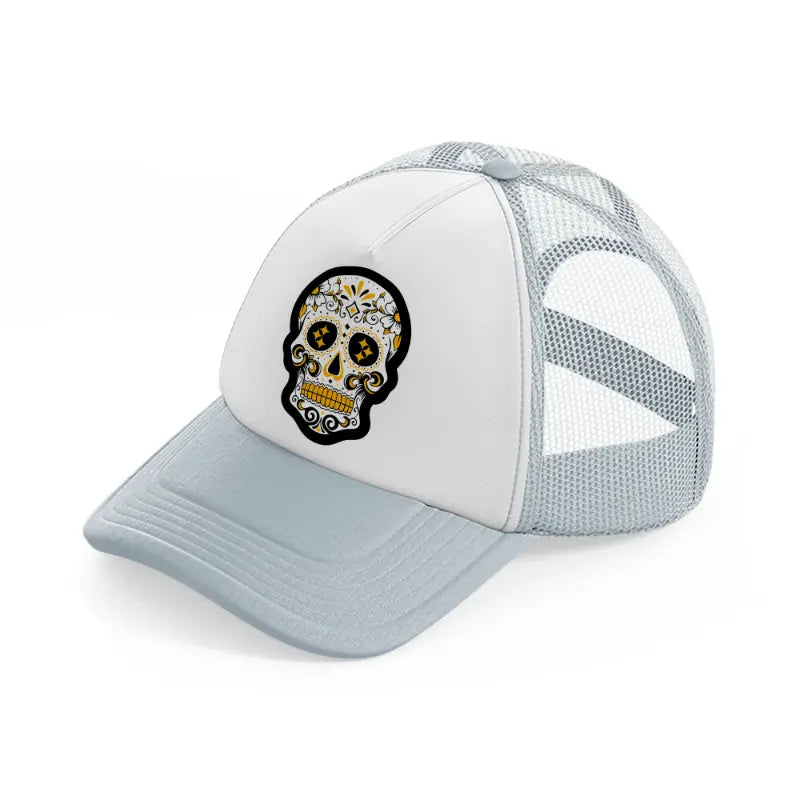 pittsburgh steelers skull grey trucker hat