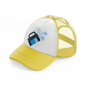 golf bag blue yellow trucker hat