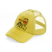 i love dad gold trucker hat