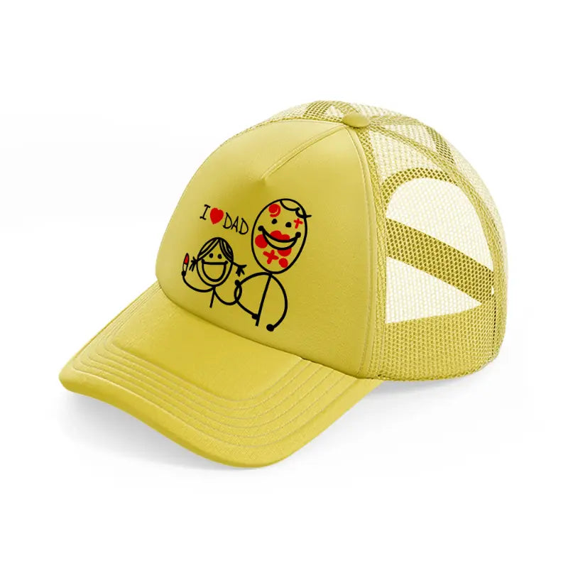 i love dad gold trucker hat
