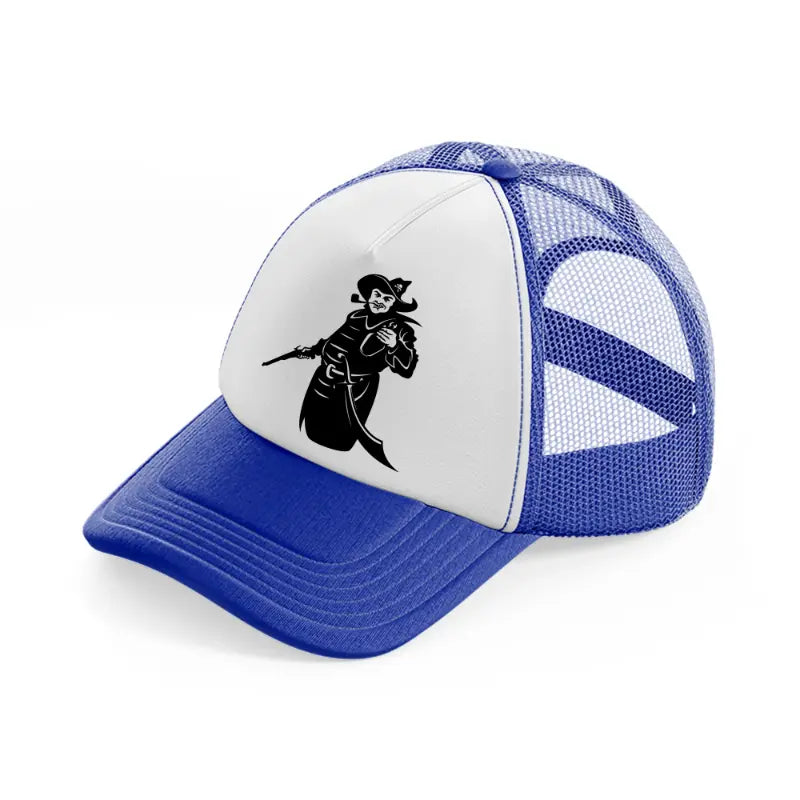 pirate piping blue and white trucker hat