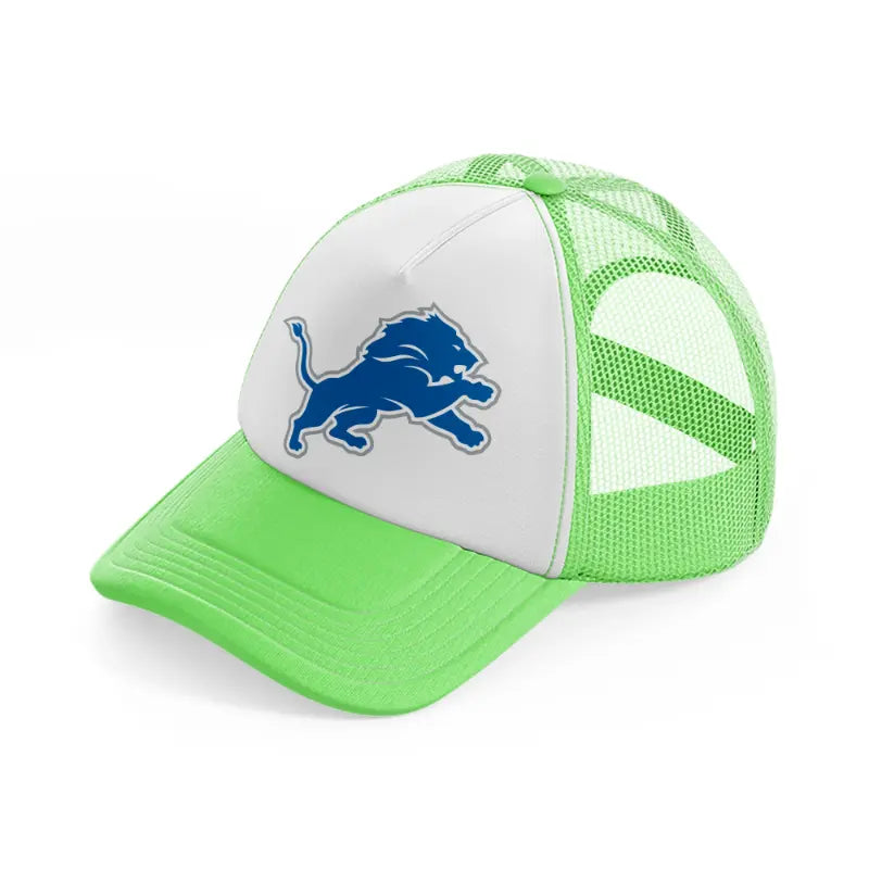 detroit lions emblem lime green trucker hat