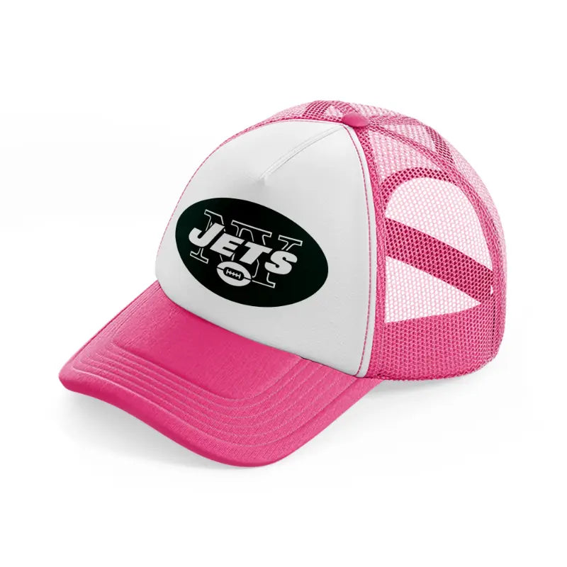 new york jets badge neon pink trucker hat