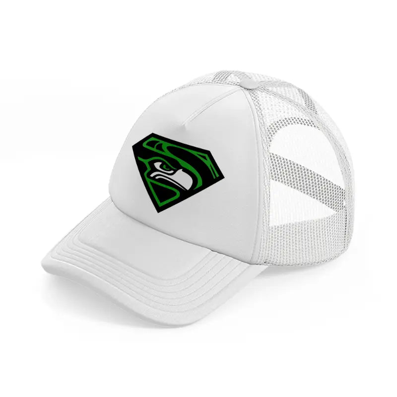 seattle seahawks super hero white trucker hat