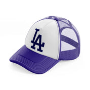 la emblem purple trucker hat