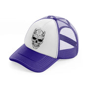 skull demon horn purple trucker hat