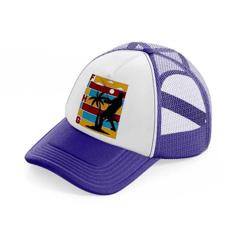 fishing retro purple trucker hat