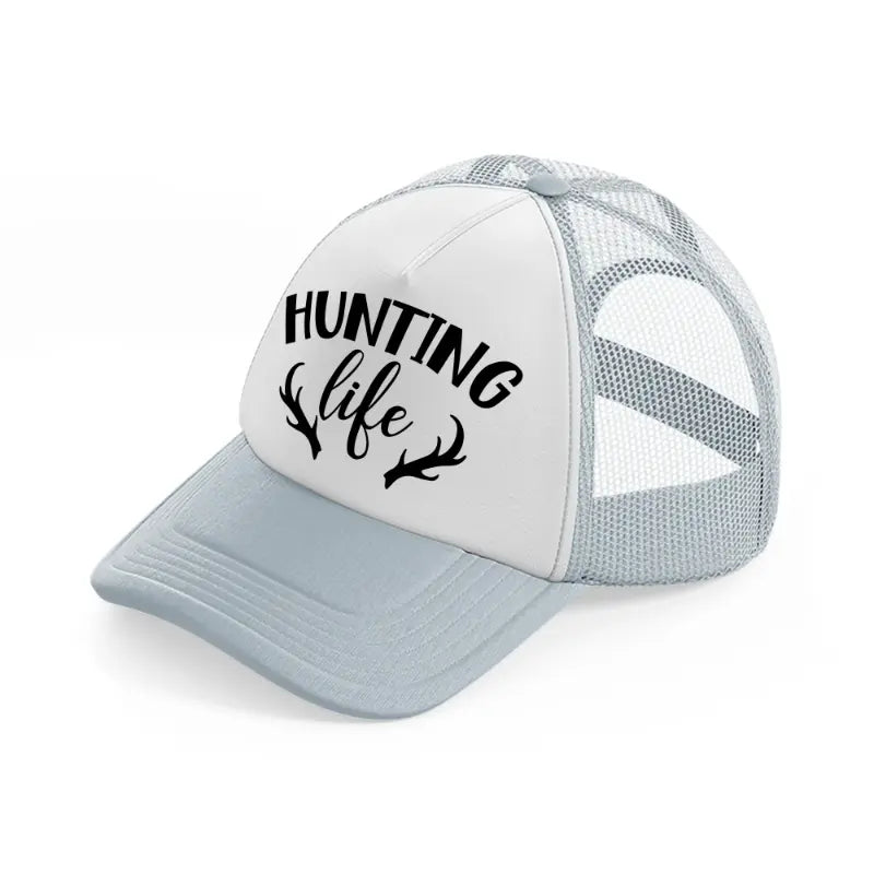 hunting life horns grey trucker hat