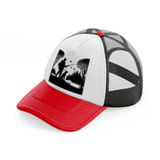dog & hunter red and black trucker hat