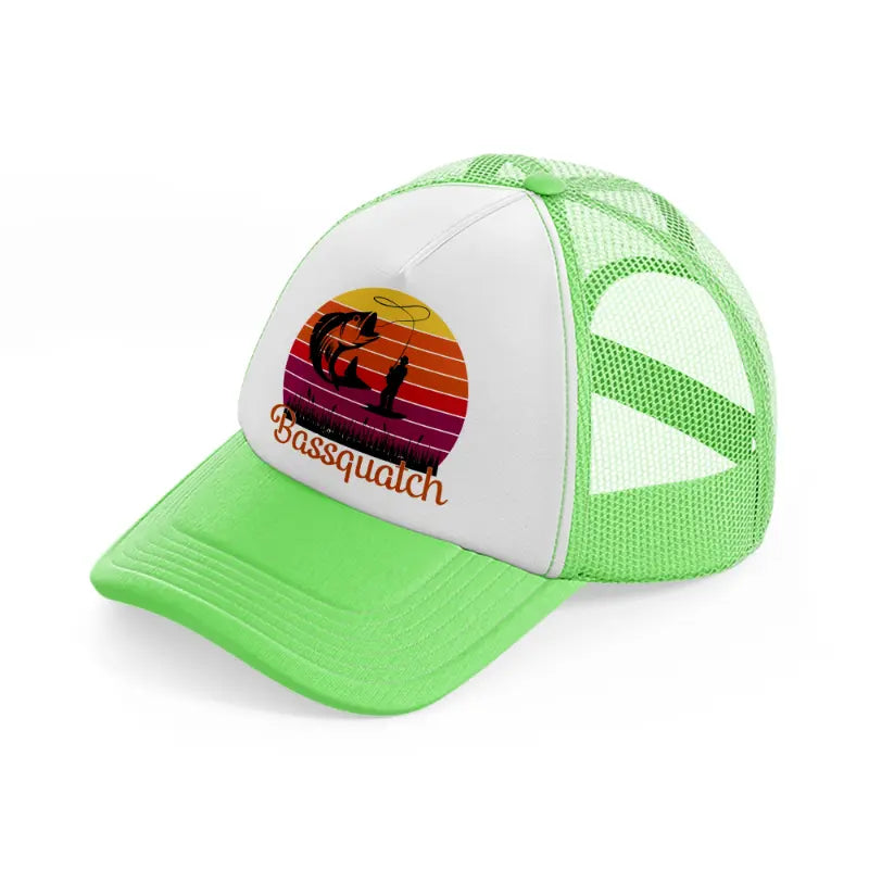 bassquatch lime green trucker hat