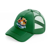 tropical waves green trucker hat