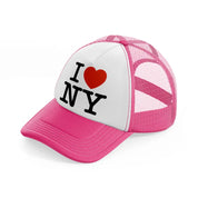 i love ny neon pink trucker hat
