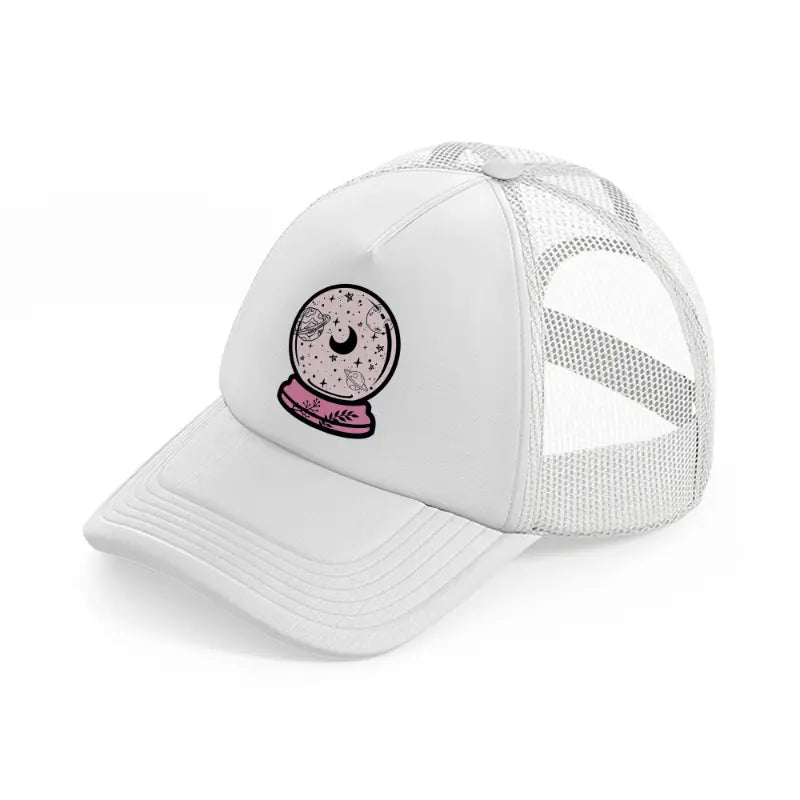 crystal magic ball white trucker hat