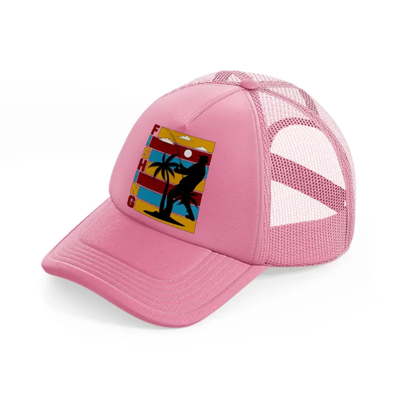 fishing retro pink trucker hat