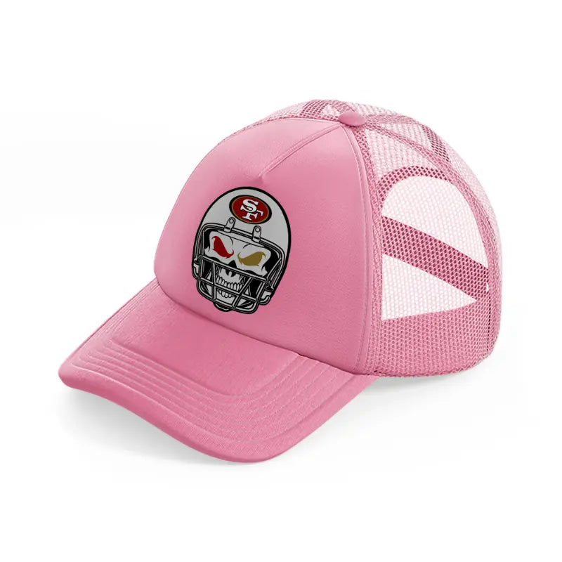 49ers skeleton helmet pink trucker hat