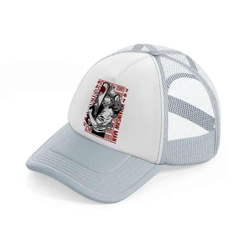 denji and pochita grey trucker hat