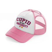 cupid university est 1876 pink and white trucker hat