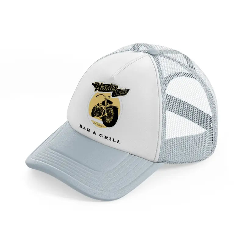 harley club 24 hours bar & grill grey trucker hat