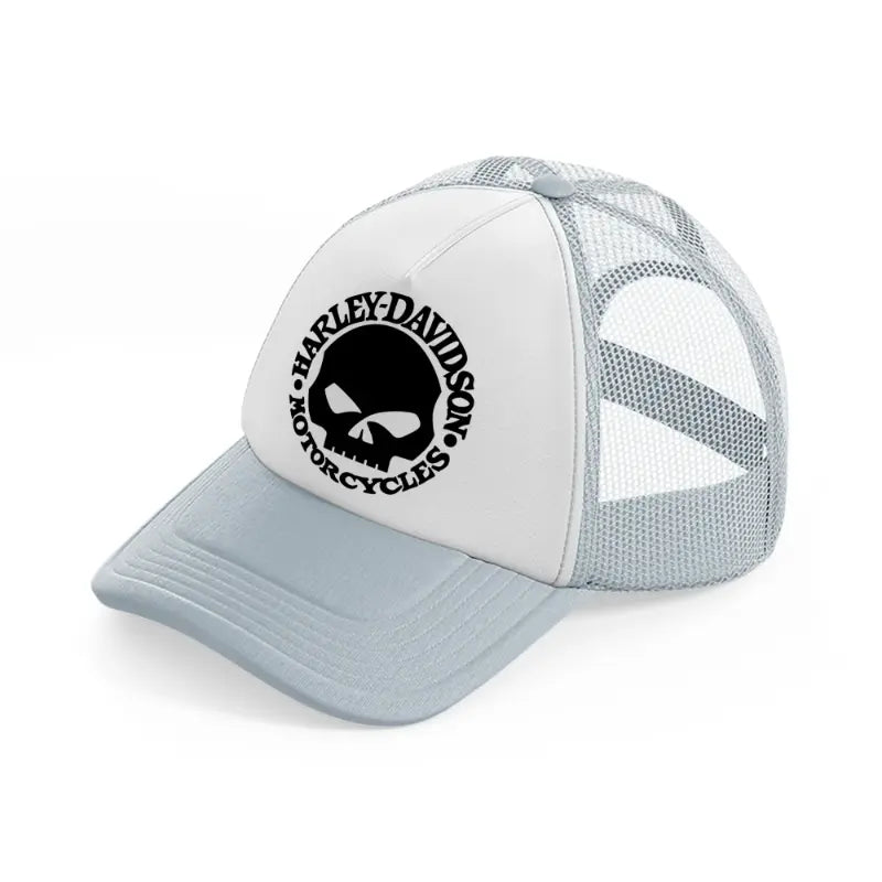harley davidson motocycles skull grey trucker hat