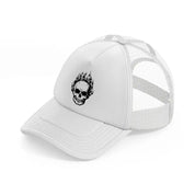 fire skull white trucker hat