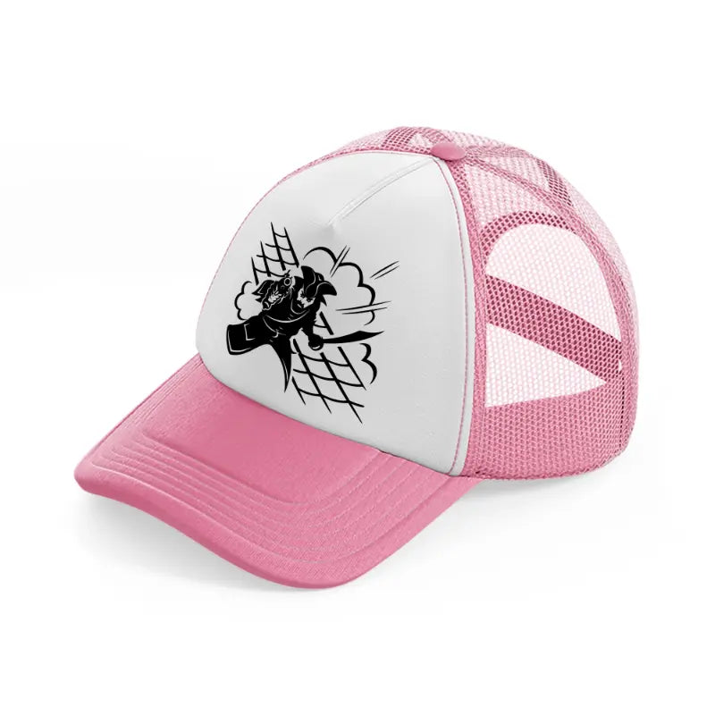 pirate fight pink and white trucker hat