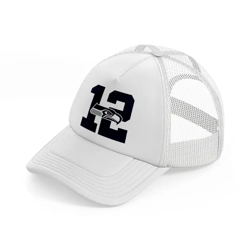 seattle seahawks 12 white trucker hat