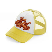 quote 01 yellow trucker hat