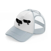 broken skateboard grey trucker hat