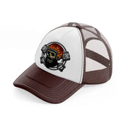 skull fire helmet brown trucker hat