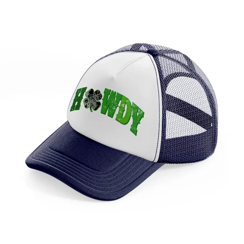 howdy clover navy blue and white trucker hat