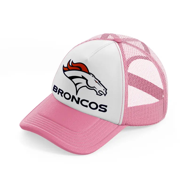 denver broncos logo pink and white trucker hat