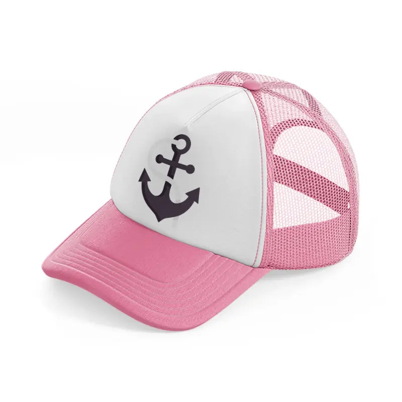anchor pink and white trucker hat