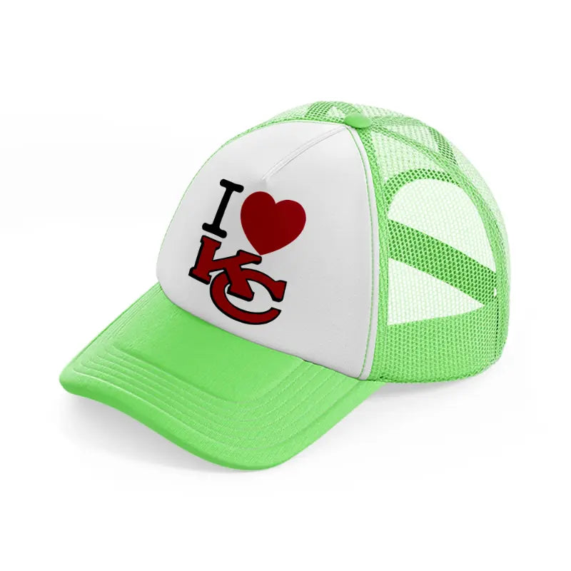 i love kc lime green trucker hat